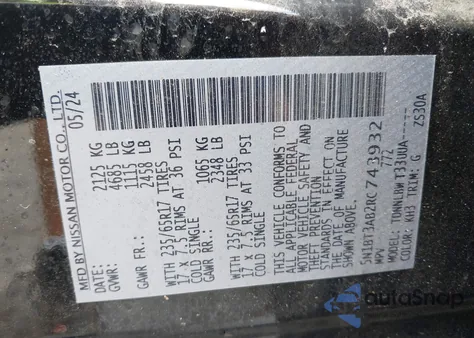 2024 Nissan Rogue S Intelligent Awd from USA, damaged, VIN 5N1BT3AB2RC743932